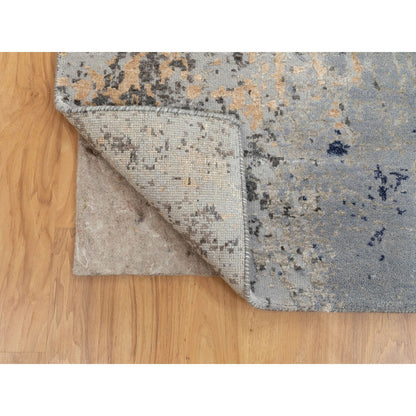 Modern and Contemporary Wool & Silk Hand Knotted Rug Grey No Border 2.9X9.8 -O058455