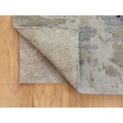Modern and Contemporary Wool & Silk Hand Knotted Rug Grey No Border 2.4X7.5 -O058457