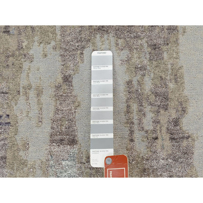Modern and Contemporary Wool & Silk Hand Knotted Rug Grey No Border 2.4X7.5 -O058457
