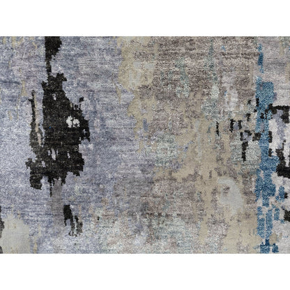 Modern and Contemporary Wool & Silk Hand Knotted Rug Grey No Border 2.4X7.5 -O058457