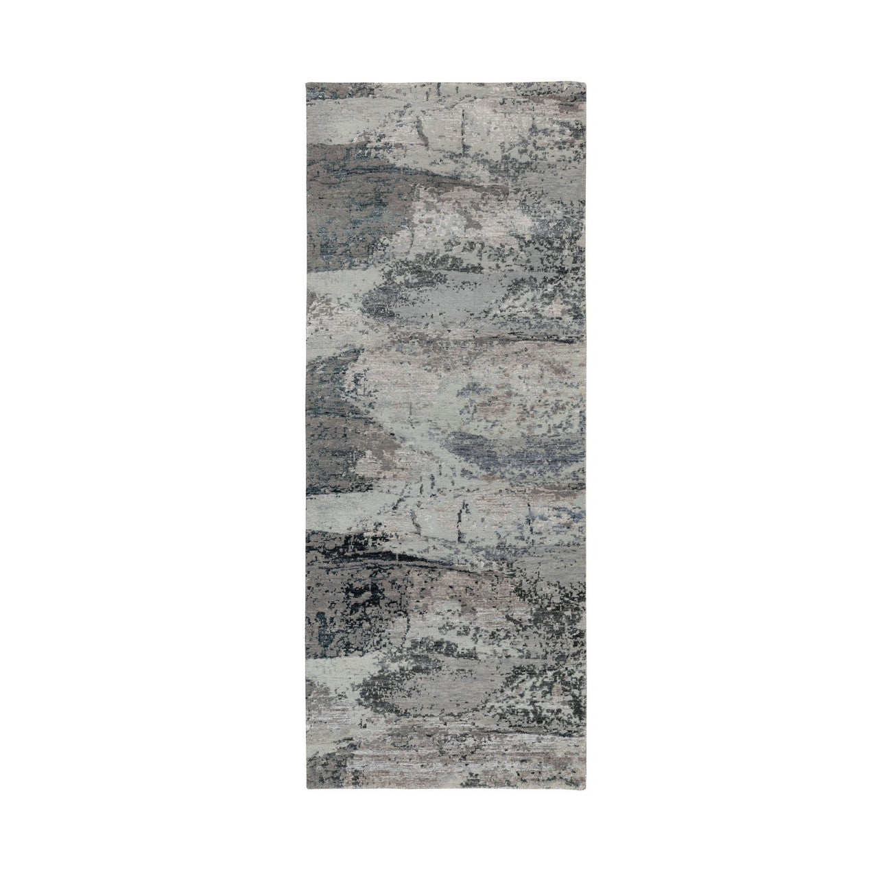 Modern and Contemporary Wool & Silk Hand Knotted Rug Grey No Border 2.8X7.8 -O058458
