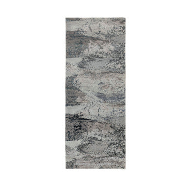 Modern and Contemporary Wool & Silk Hand Knotted Rug Grey No Border 2.8X7.8 -O058458