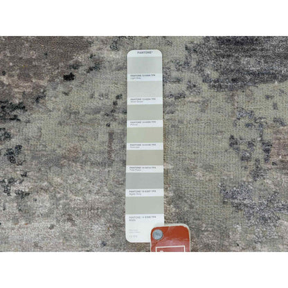Modern and Contemporary Wool & Silk Hand Knotted Rug Grey No Border 2.8X7.8 -O058458