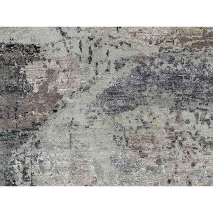 Modern and Contemporary Wool & Silk Hand Knotted Rug Grey No Border 2.8X7.8 -O058458