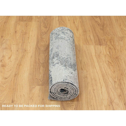 Modern and Contemporary Wool & Silk Hand Knotted Rug Grey No Border 2.8X7.8 -O058458