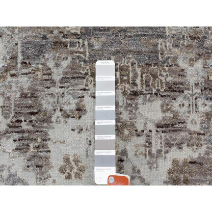 Modern and Contemporary Wool & Silk Hand Knotted Rug Grey 3.0x4.10 -O058461