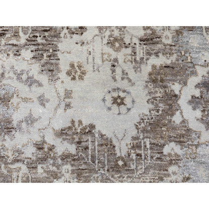 Modern and Contemporary Wool & Silk Hand Knotted Rug Grey 3.0x4.10 -O058461