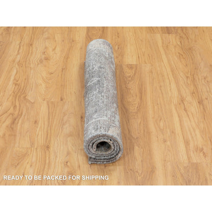 Modern and Contemporary Wool & Silk Hand Knotted Rug Grey 3.0x4.10 -O058461