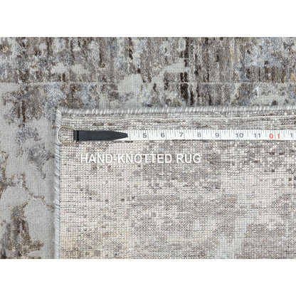 Modern and Contemporary Wool & Silk Hand Knotted Rug Grey 3.0x4.10 -O058461
