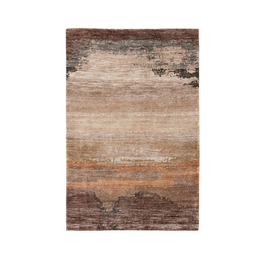 Modern and Contemporary Wool & Silk Hand Knotted Rug Brown No Border 3.0X5.0 -O058462