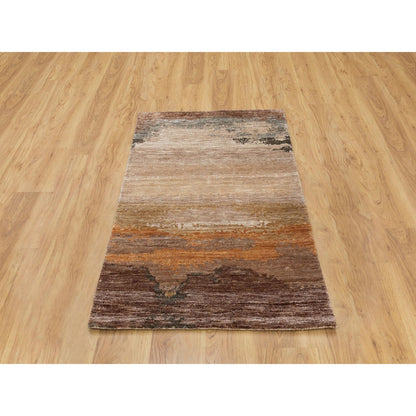 Modern and Contemporary Wool & Silk Hand Knotted Rug Brown No Border 3.0X5.0 -O058462