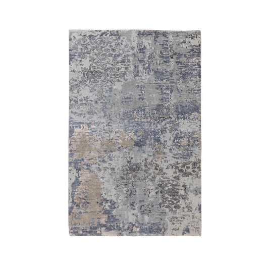 Modern and Contemporary Wool & Silk Hand Knotted Rug Grey No Border 3.0X5.0 -O058463