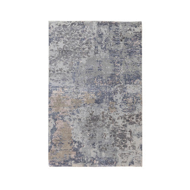 Modern and Contemporary Wool & Silk Hand Knotted Rug Grey No Border 3.0X5.0 -O058463