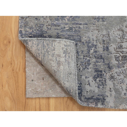 Modern and Contemporary Wool & Silk Hand Knotted Rug Grey No Border 3.0X5.0 -O058463