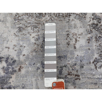 Modern and Contemporary Wool & Silk Hand Knotted Rug Grey No Border 3.0X5.0 -O058463