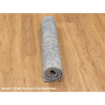 Modern and Contemporary Wool & Silk Hand Knotted Rug Grey No Border 3.0X5.0 -O058463