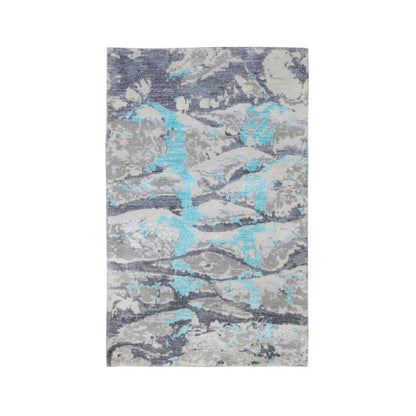 Modern and Contemporary Wool & Silk Hand Knotted Rug Grey No Border 3.0X5.0 -O058464