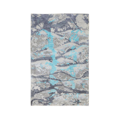 Modern and Contemporary Wool & Silk Hand Knotted Rug Grey No Border 3.0X5.0 -O058464