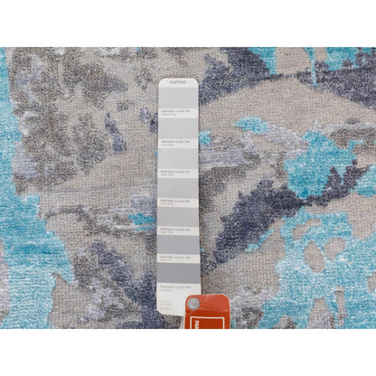 Modern and Contemporary Wool & Silk Hand Knotted Rug Grey No Border 3.0X5.0 -O058464