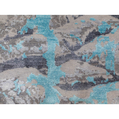 Modern and Contemporary Wool & Silk Hand Knotted Rug Grey No Border 3.0X5.0 -O058464
