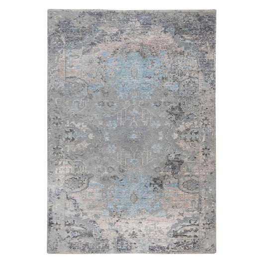 Modern and Contemporary Wool & Silk Hand Knotted Rug Grey No Border 3.0X5.0 -O058465