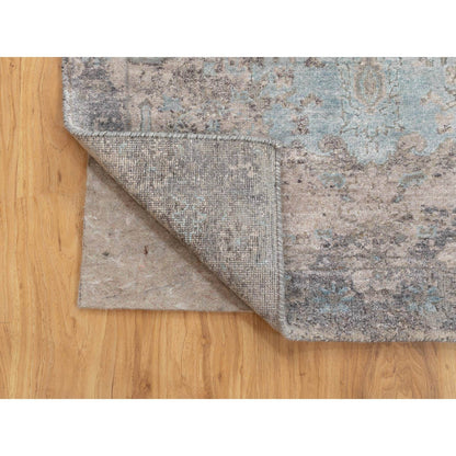Modern and Contemporary Wool & Silk Hand Knotted Rug Grey No Border 3.0X5.0 -O058465