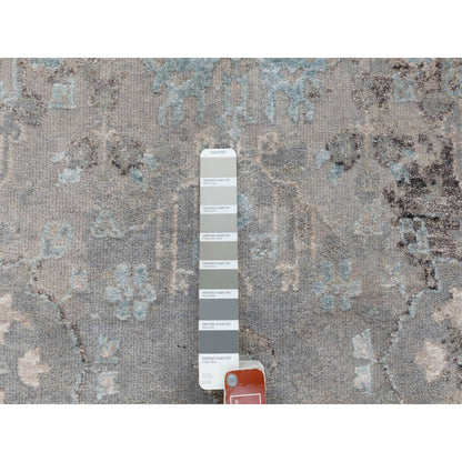 Modern and Contemporary Wool & Silk Hand Knotted Rug Grey No Border 3.0X5.0 -O058465