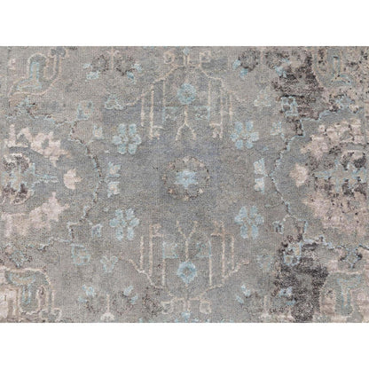 Modern and Contemporary Wool & Silk Hand Knotted Rug Grey No Border 3.0X5.0 -O058465