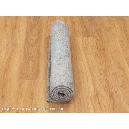 Modern and Contemporary Wool & Silk Hand Knotted Rug Grey No Border 3.0X5.0 -O058465