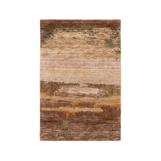 Modern and Contemporary Wool & Silk Hand Knotted Rug Brown No Border 3.0X5.0 -O058467