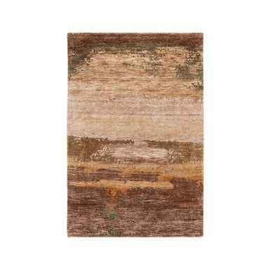Modern and Contemporary Wool & Silk Hand Knotted Rug Brown No Border 3.0X5.0 -O058467