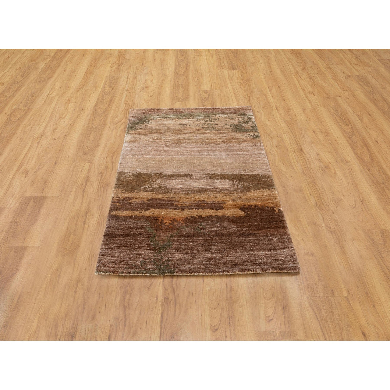 Modern and Contemporary Wool & Silk Hand Knotted Rug Brown No Border 3.0X5.0 -O058467