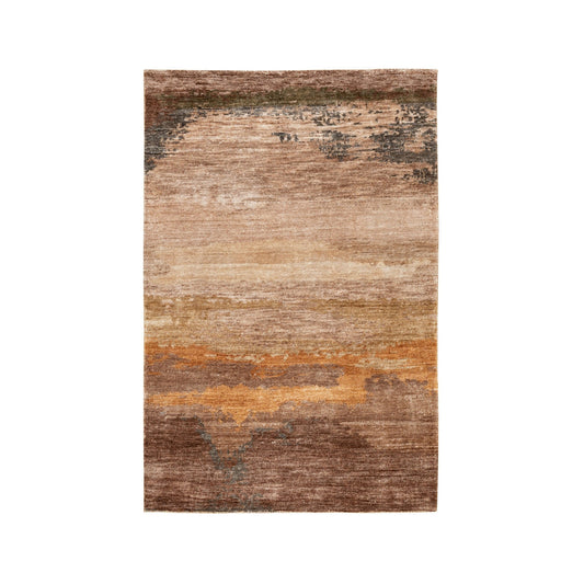 Modern and Contemporary Wool & Silk Hand Knotted Rug Brown No Border 3.0X5.0 -O058468