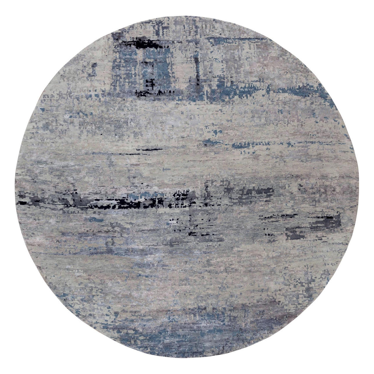 Modern and Contemporary Wool & Silk Hand Knotted Rug Grey No Border 10.0X10.0 -O058480
