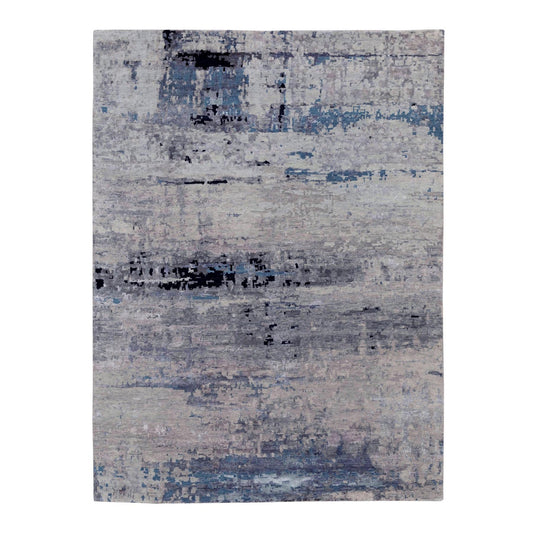Modern and Contemporary Wool & Silk Hand Knotted Rug Grey No Border 6.3X8.10 -O058481