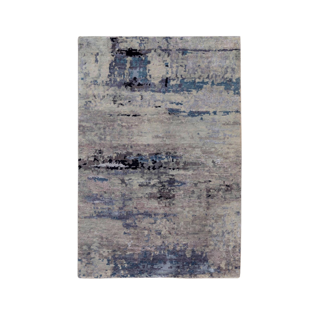 Modern and Contemporary Wool & Silk Hand Knotted Rug Grey No Border 3.0X5.1 -O058488