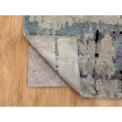Modern and Contemporary Wool & Silk Hand Knotted Rug Grey No Border 3.0X5.1 -O058488