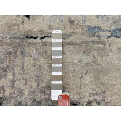 Modern and Contemporary Wool & Silk Hand Knotted Rug Grey No Border 3.0X5.1 -O058488