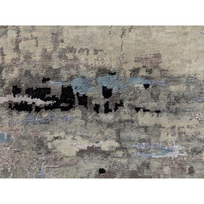 Modern and Contemporary Wool & Silk Hand Knotted Rug Grey No Border 3.0X5.1 -O058488