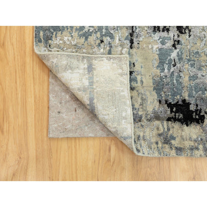 Modern and Contemporary Wool & Silk Hand Knotted Rug Grey No Border 2.5X7.9 -O058489