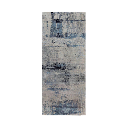 Modern and Contemporary Wool & Silk Hand Knotted Rug Grey No Border 2.6X5.10 -O058491
