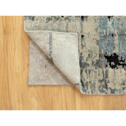 Modern and Contemporary Wool & Silk Hand Knotted Rug Grey No Border 2.6X5.10 -O058491