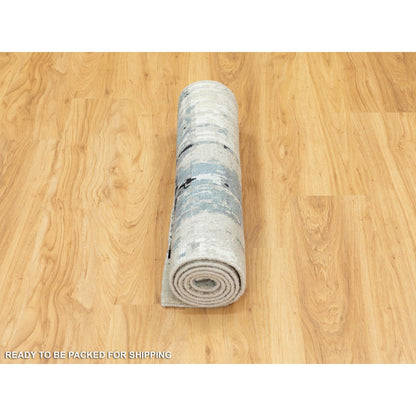 Modern and Contemporary Wool & Silk Hand Knotted Rug Grey No Border 2.6X5.10 -O058491