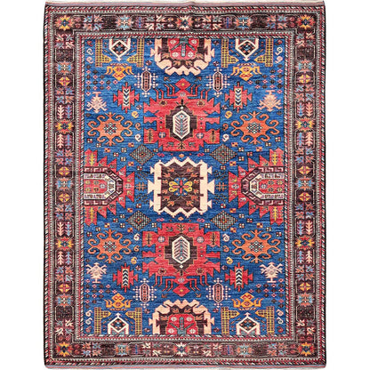 Kazak Wool Hand Knotted Rug Blue 6.0x7.10 -O0584