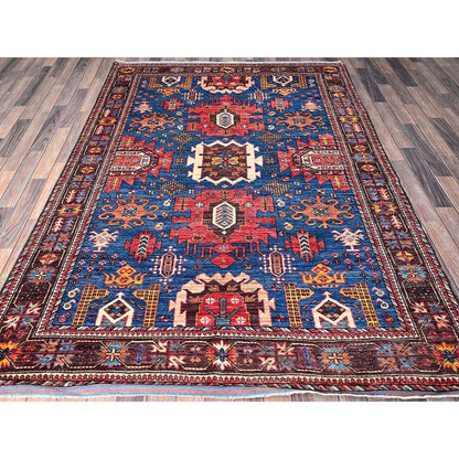Kazak Wool Hand Knotted Rug Blue 6.0x7.10 -O0584