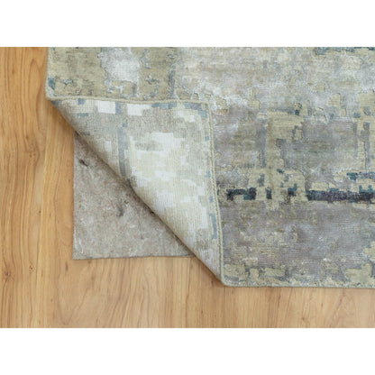 Modern and Contemporary Wool & Silk Hand Knotted Rug Grey No Border 9.10X9.11 -O058501