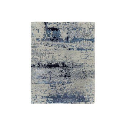 Modern and Contemporary Wool & Silk Hand Knotted Rug Grey No Border 2.0X2.10 -O058504