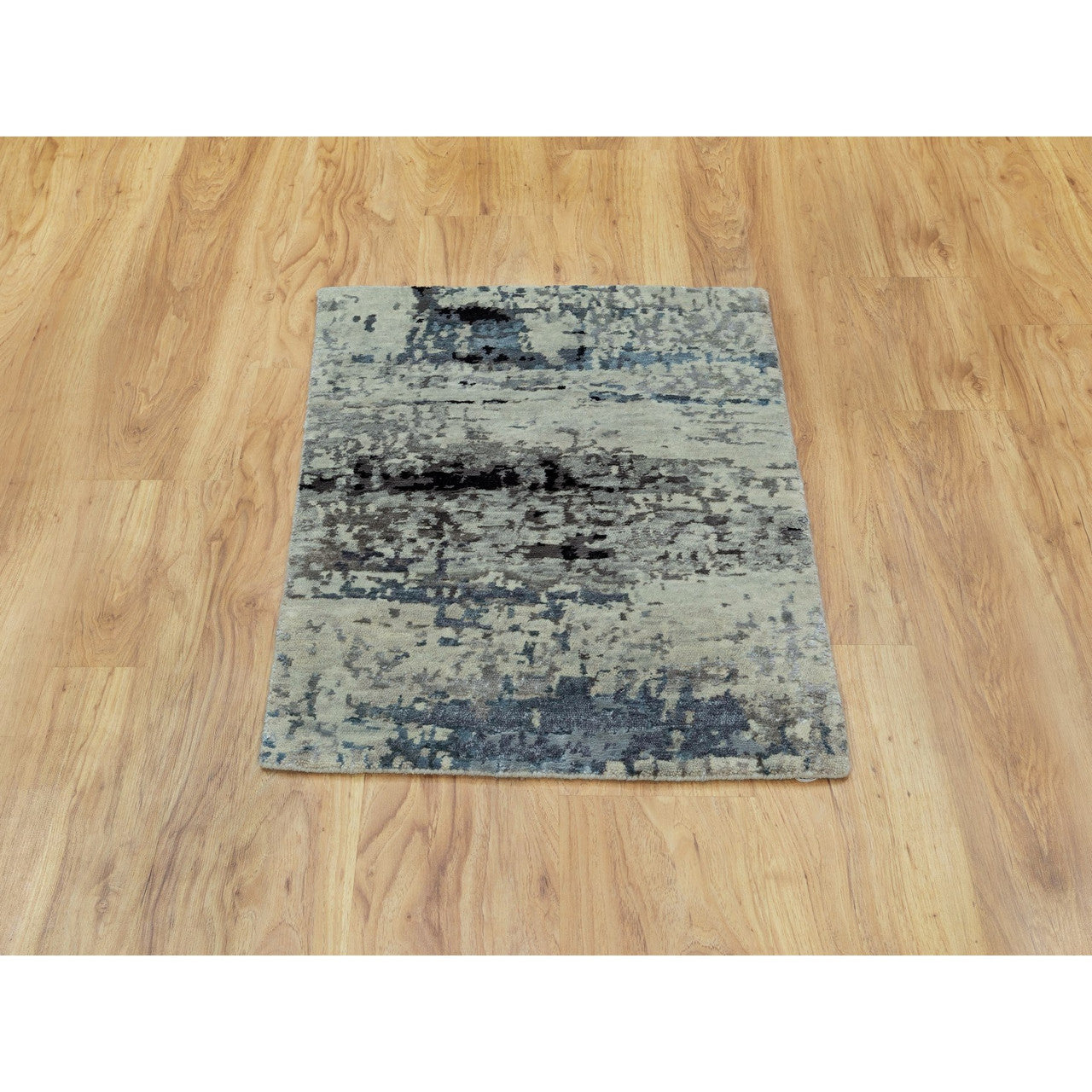 Modern and Contemporary Wool & Silk Hand Knotted Rug Grey No Border 2.0X2.10 -O058504
