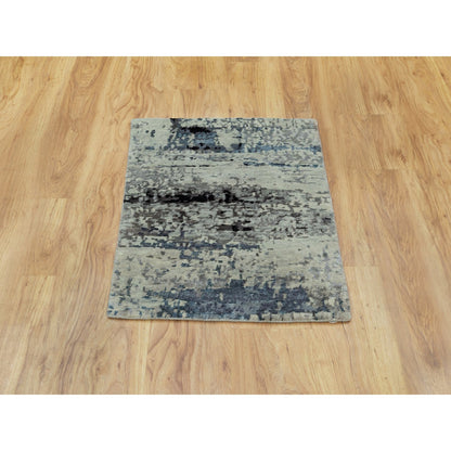 Modern and Contemporary Wool & Silk Hand Knotted Rug Grey No Border 2.0X2.10 -O058504