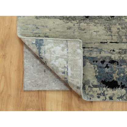 Modern and Contemporary Wool & Silk Hand Knotted Rug Grey No Border 2.0X2.10 -O058504